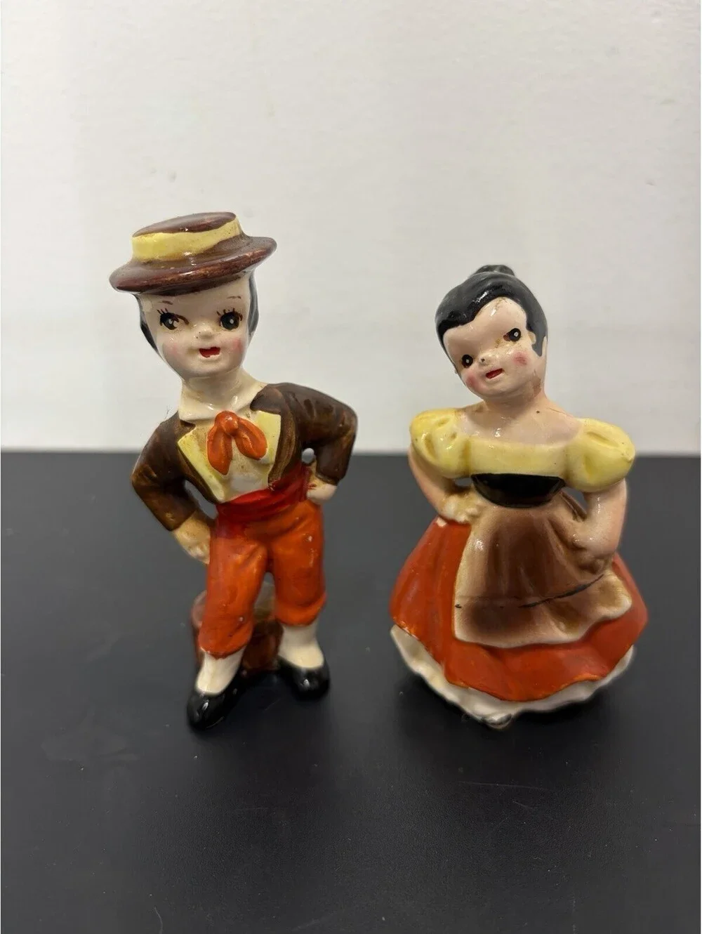 Vintage Spanish Folk Dancing Couple Ceramic Salt & Pepper Shakers